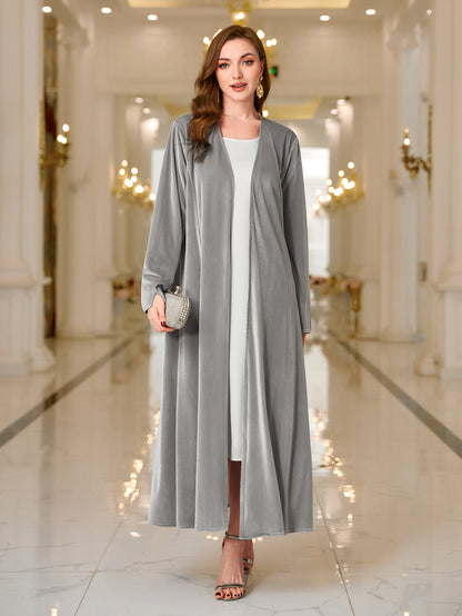 Middle East Dubai Muslim women's autumn and winter thick flannelette cardigan abaya solid color robes MSL109