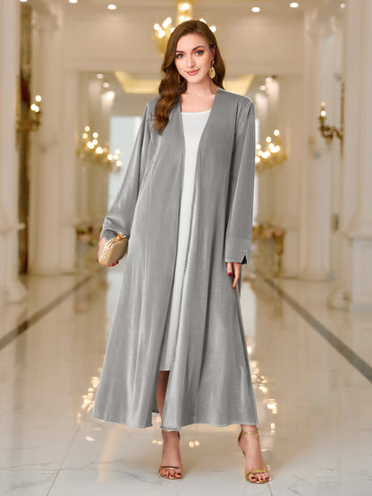 Middle East Dubai Muslim women's autumn and winter thick flannelette cardigan abaya solid color robes MSL109