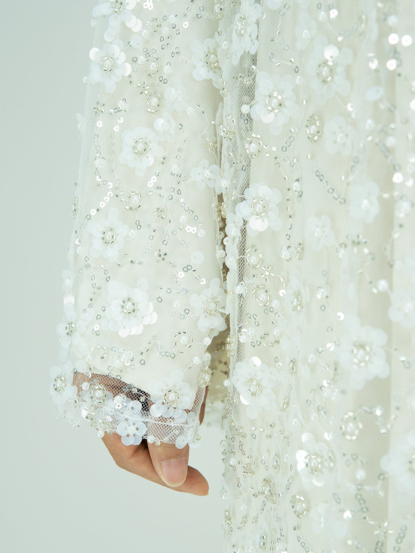 Wholesale Double Layer Beaded Sequined Flower Open Abaya Set MK2666 - OEM ODM Modest Wear Factory