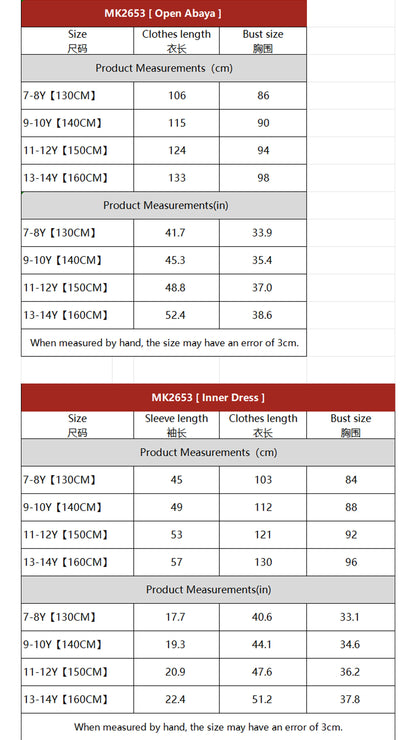 Wholesale Girls Mesh Flower Bead Embroidered Abaya Set MK2653 - OEM ODM Modest Wear Factory