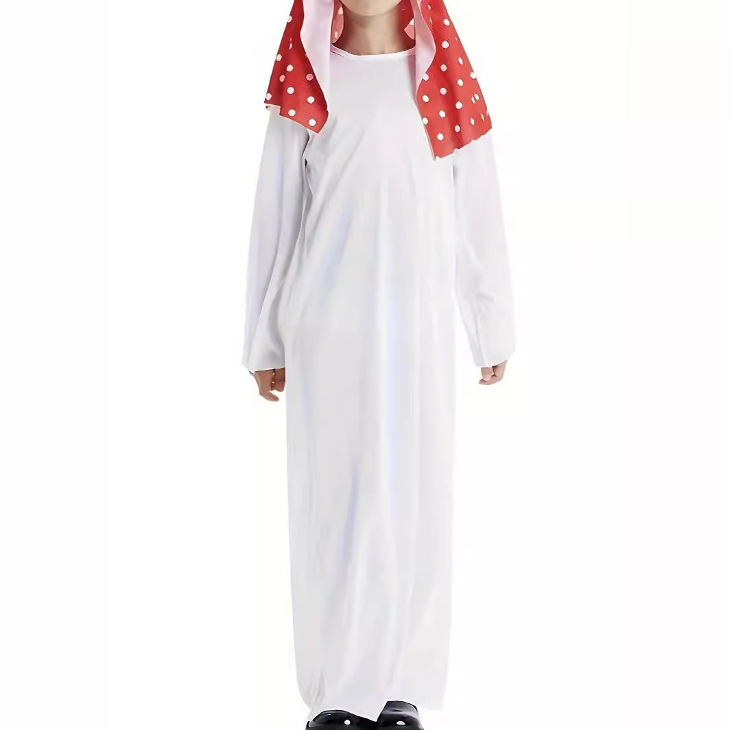 Ramadan 1pc Boys Solid Color Crew Neck Long Sleeve Arab Dubai Robe, Casual Ethnic Style Boys Long Sleeve Clothing MSL156