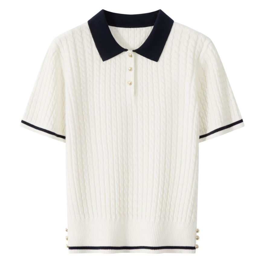 Women's 撞色绞花Polo 6W676 main image