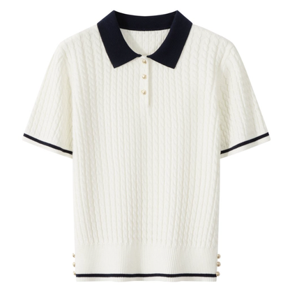 Women's 撞色绞花Polo 6W676 main image