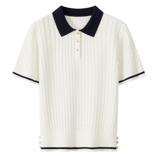 Women's 撞色绞花Polo 6W676 main image
