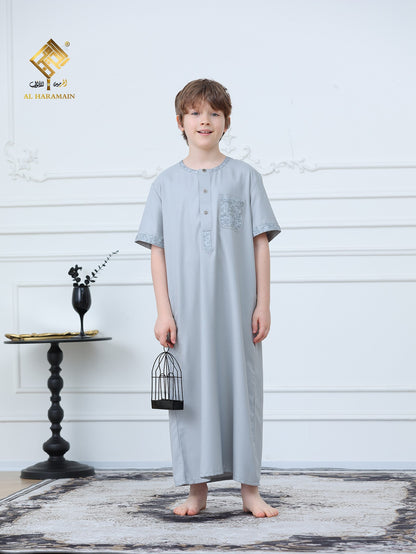 Classic Short Sleeve Boys Thobe Wholesale Ready to Ship | KID0016 wholesale KID0016 image 1