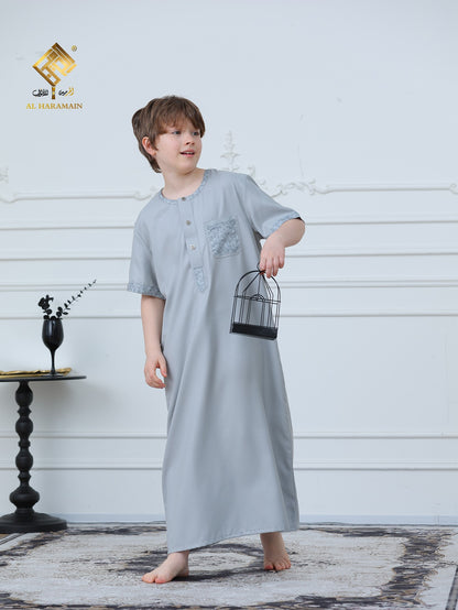 Classic Short Sleeve Boys Thobe Wholesale Ready to Ship | KID0016 wholesale KID0016 image 2