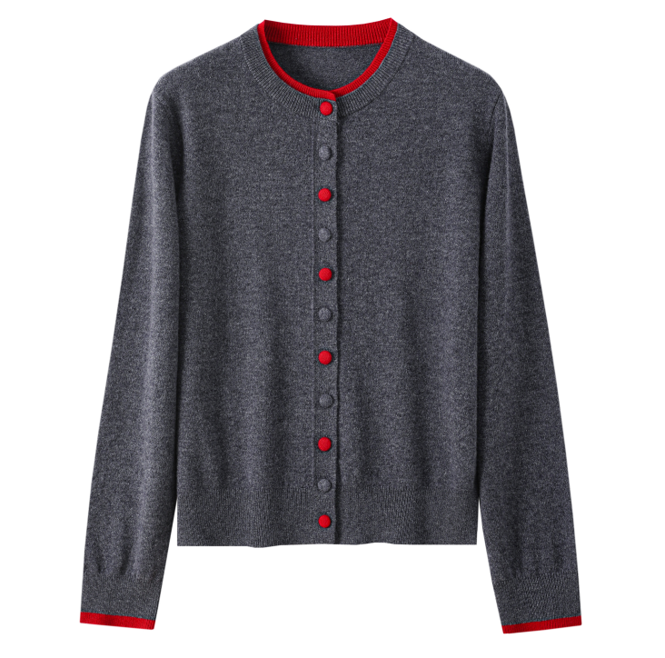 Women's “优雅气质”——撞色假两件开衫 QM6657 main image