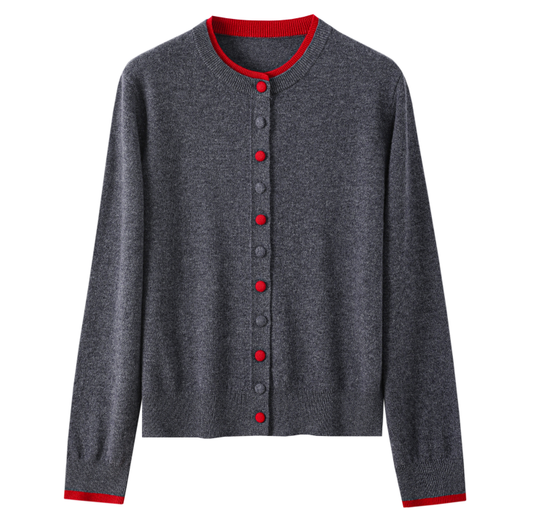 Women's “优雅气质”——撞色假两件开衫 QM6657 main image