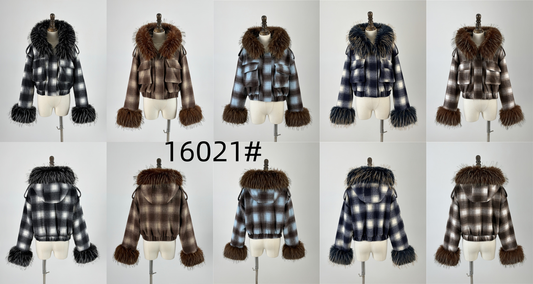 Women's Short Thick Warm Eco-Friendly Faux Fur Jacket wholesale manufacturer style 16023# view 1