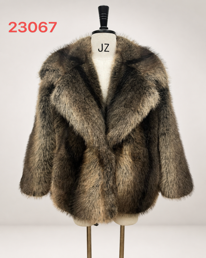 Women's Short Thick Warm Eco-Friendly Faux Fur Jacket wholesale manufacturer style 23067 view 1
