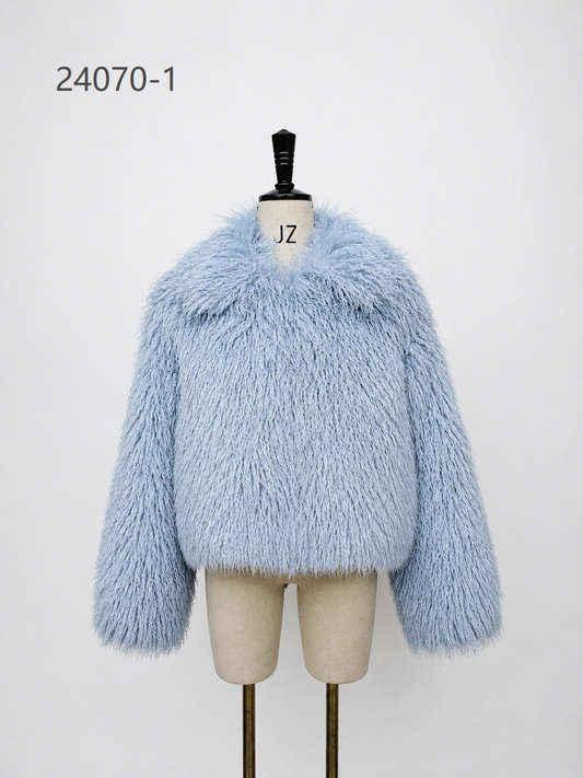 Women's Short Thick Warm Eco-Friendly Faux Fur Jacket wholesale manufacturer style 24071-1 view 1