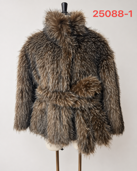 Women's Short Thick Warm Eco-Friendly Faux Fur Jacket wholesale manufacturer style 25088-1 view 1