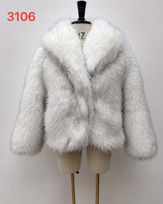 Women's Short Thick Warm Eco-Friendly Faux Fur Jacket wholesale manufacturer style M3106 view 1