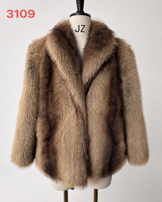 Women's Short Thick Warm Eco-Friendly Faux Fur Jacket wholesale manufacturer style M3109 view 1