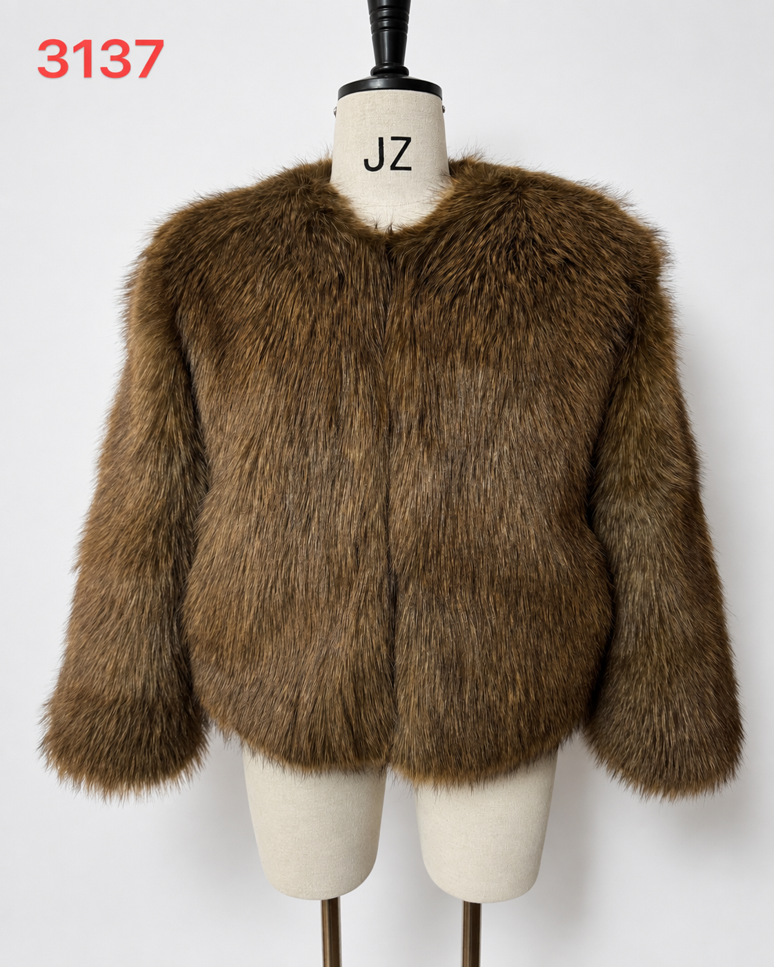 Women's Short Thick Warm Eco-Friendly Faux Fur Jacket wholesale manufacturer style M3137 view 1