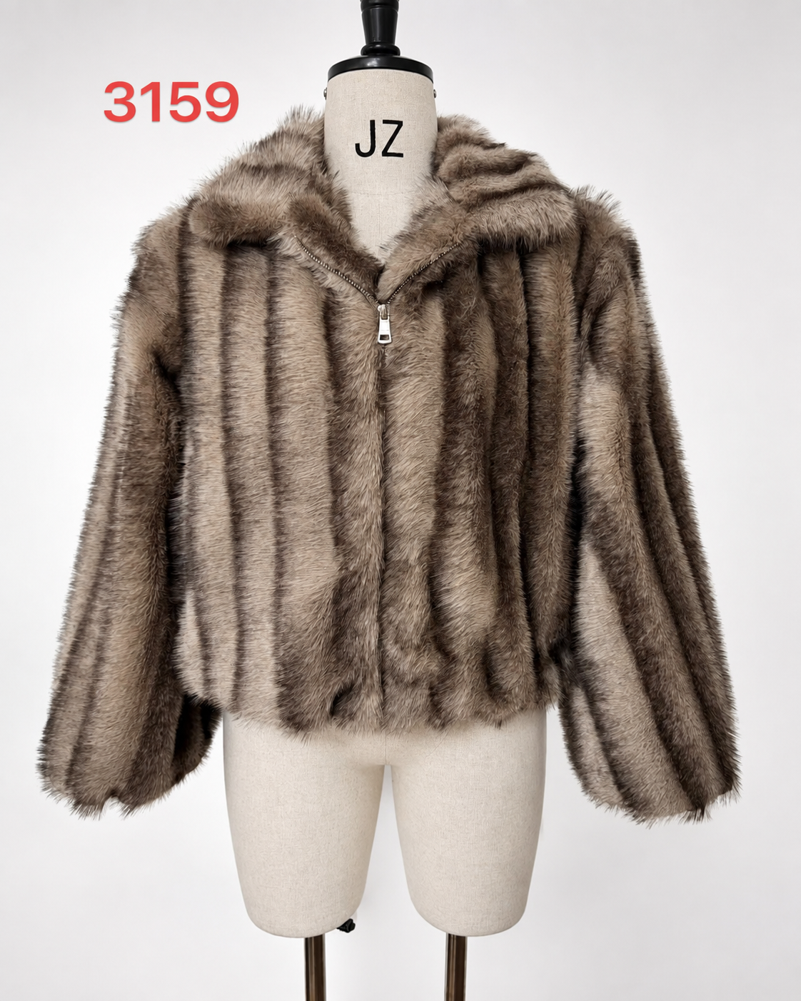 Women's Short Thick Warm Eco-Friendly Faux Fur Jacket wholesale manufacturer style M3159 view 1