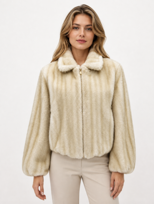 Women's Short Thick Warm Eco-Friendly Faux Fur Jacket wholesale manufacturer style M3159 view 3