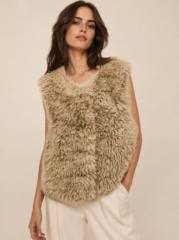 Women's Sleeveless Eco-Friendly Faux Fur Vest wholesale manufacturer style M3204 view 2