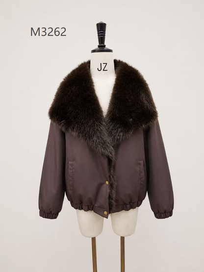 Women's Short Thick Warm Eco-Friendly Faux Fur Jacket wholesale manufacturer style M3262 view 1