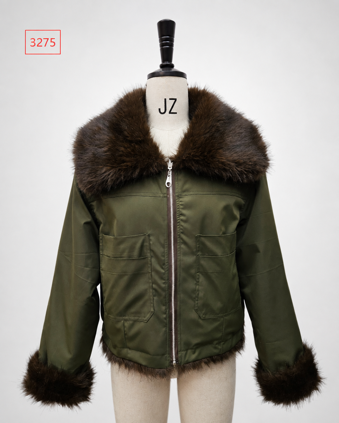 Women's Short Thick Warm Eco-Friendly Faux Fur Jacket wholesale manufacturer style M3275 view 1