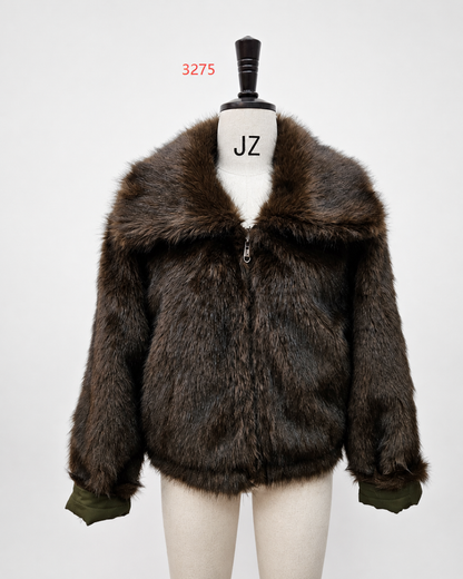 Women's Short Thick Warm Eco-Friendly Faux Fur Jacket wholesale manufacturer style M3275 view 2