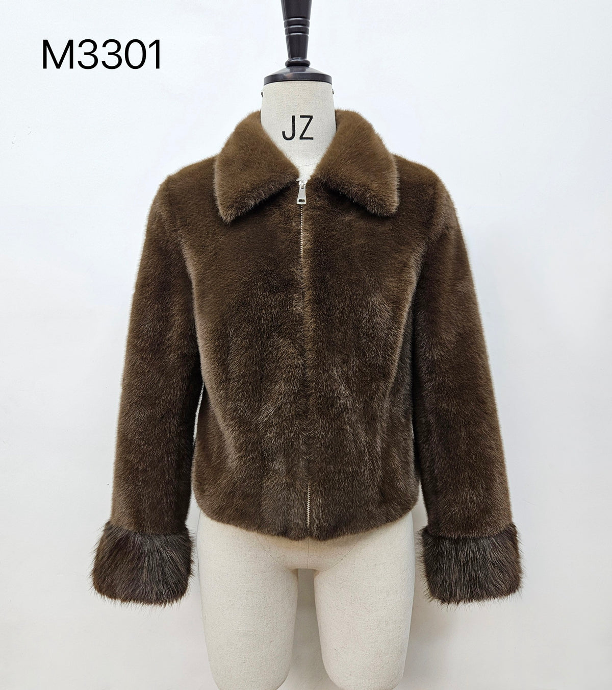 Women's Short Thick Warm Eco-Friendly Faux Fur Jacket wholesale manufacturer style M3301 view 1