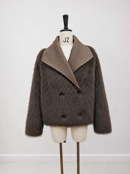 Women's Short Thick Warm Eco-Friendly Faux Fur Jacket wholesale manufacturer style M3383 view 2