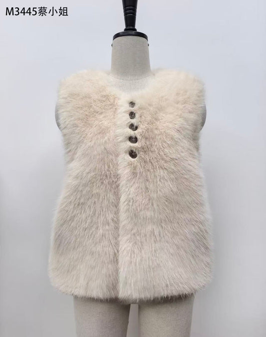 Women's Sleeveless Eco-Friendly Faux Fur Vest wholesale manufacturer style M3445 view 1