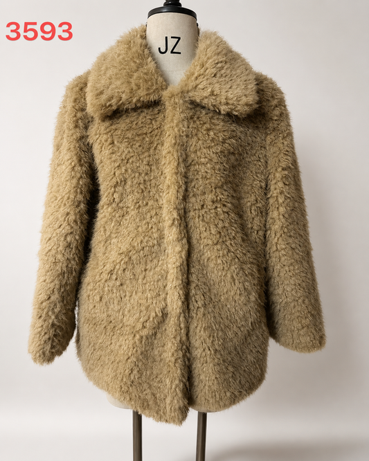 Women's Short Thick Warm Eco-Friendly Faux Fur Jacket wholesale manufacturer style M3593 view 1
