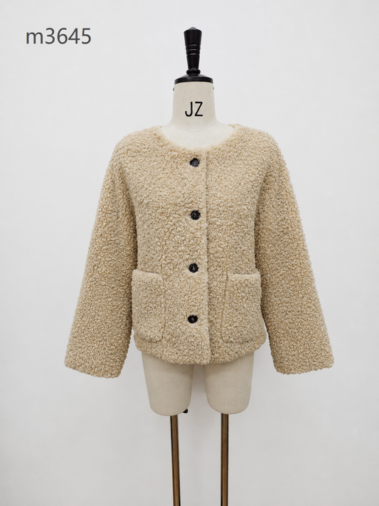 Women's Short Thick Warm Eco-Friendly Faux Fur Jacket wholesale manufacturer style M3645 view 1