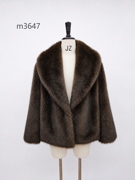 Women's Short Thick Warm Eco-Friendly Faux Fur Jacket wholesale manufacturer style M3647 view 1