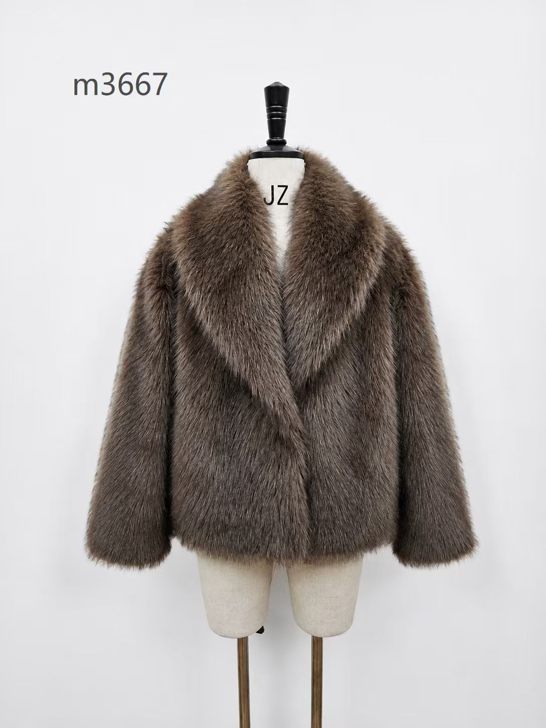 Women's Short Thick Warm Eco-Friendly Faux Fur Jacket wholesale manufacturer style M3667 view 1
