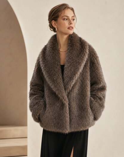 Women's Short Thick Warm Eco-Friendly Faux Fur Jacket wholesale manufacturer style M3667 view 2