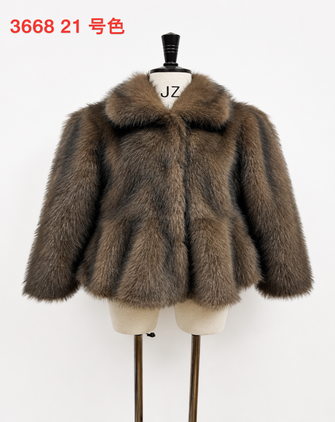 Women's Short Thick Warm Eco-Friendly Faux Fur Jacket wholesale manufacturer style M3668-21号色 view 1