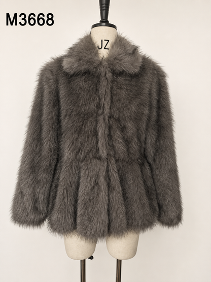 Women's Short Thick Warm Eco-Friendly Faux Fur Jacket wholesale manufacturer style M3668 view 3