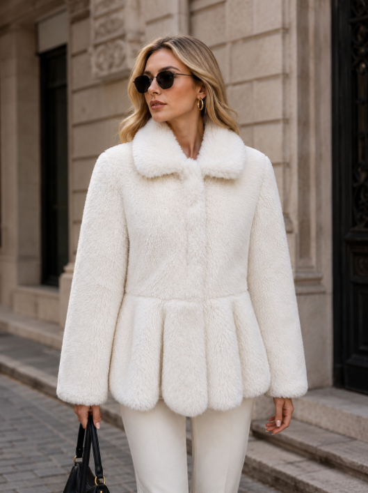 Women's Short Thick Warm Eco-Friendly Faux Fur Jacket wholesale manufacturer style M3668 view 6