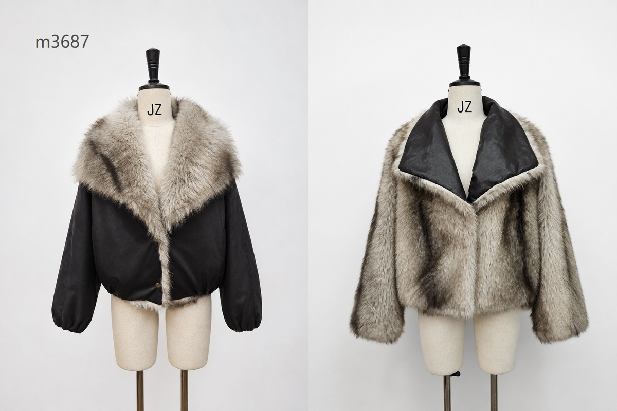Women's Short Thick Warm Eco-Friendly Faux Fur Jacket wholesale manufacturer style M3687 view 1
