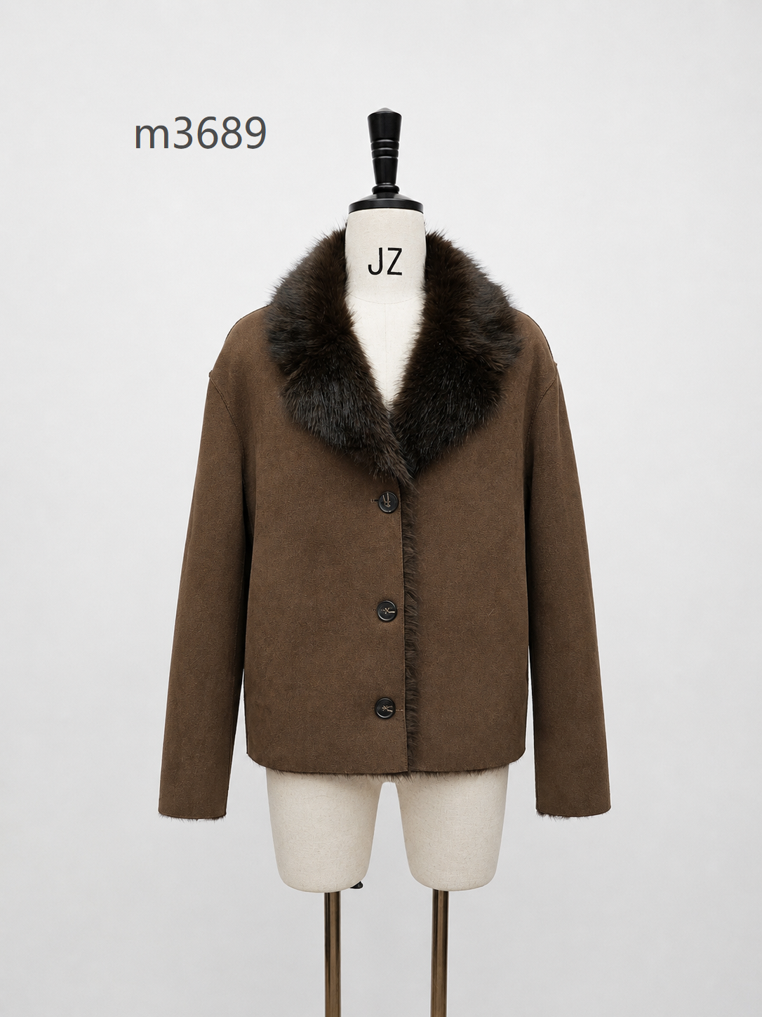 Women's Short Thick Warm Eco-Friendly Faux Fur Jacket wholesale manufacturer style M3689 view 1
