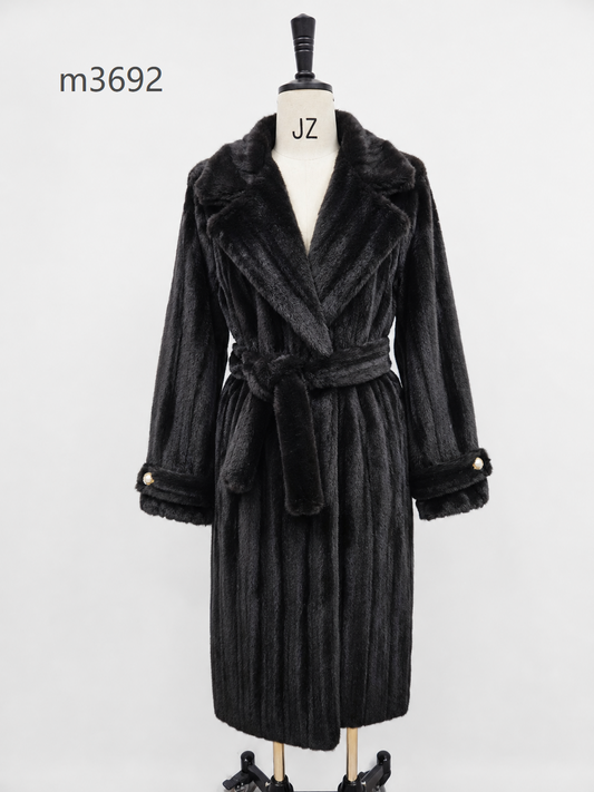 Women's Long Thick Warm Eco-Friendly Faux Fur Coat wholesale manufacturer style M3692 view 1
