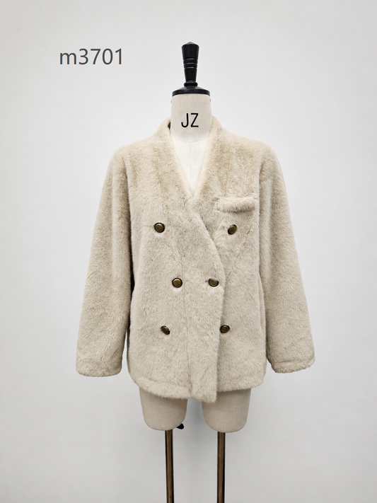 Women's Short Thick Warm Eco-Friendly Faux Fur Jacket wholesale manufacturer style M3701 view 1