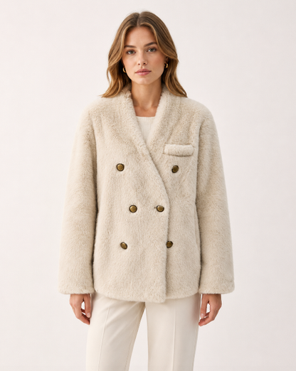 Women's Short Thick Warm Eco-Friendly Faux Fur Jacket wholesale manufacturer style M3701 view 2