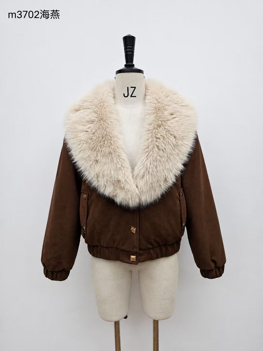 Women's Short Thick Warm Eco-Friendly Faux Fur Jacket wholesale manufacturer style M3702 view 1