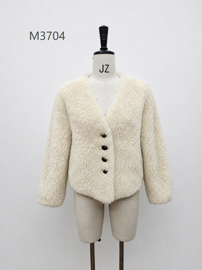 Women's Short Thick Warm Eco-Friendly Faux Fur Jacket wholesale manufacturer style M3704 view 1