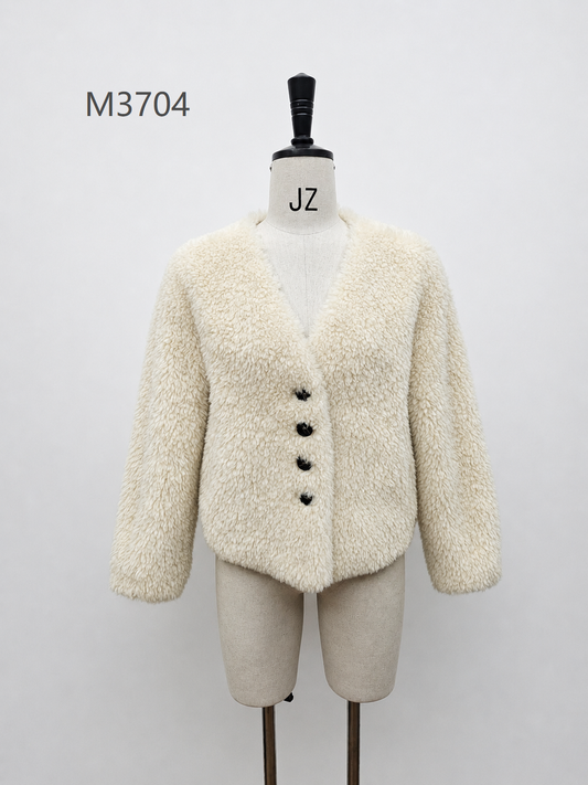 Women's Short Thick Warm Eco-Friendly Faux Fur Jacket wholesale manufacturer style M3704 view 1