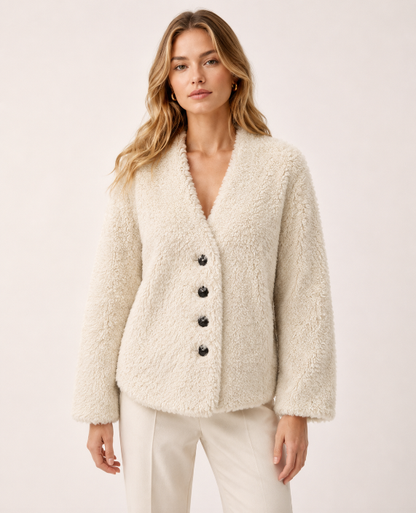 Women's Short Thick Warm Eco-Friendly Faux Fur Jacket wholesale manufacturer style M3704 view 2