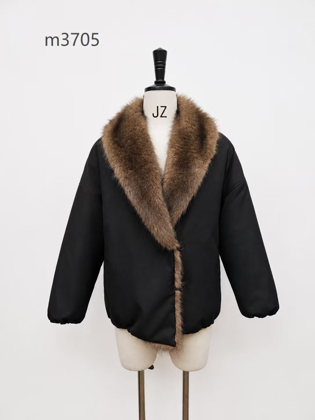 Women's Short Thick Warm Eco-Friendly Faux Fur Jacket wholesale manufacturer style M3705 view 1