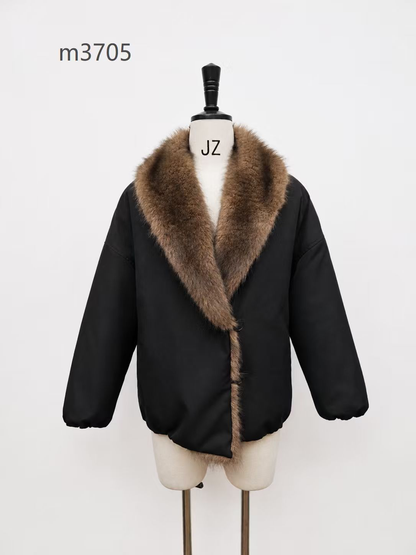 Women's Short Thick Warm Eco-Friendly Faux Fur Jacket wholesale manufacturer style M3705 view 1