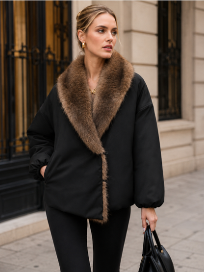 Women's Short Thick Warm Eco-Friendly Faux Fur Jacket wholesale manufacturer style M3705 view 2