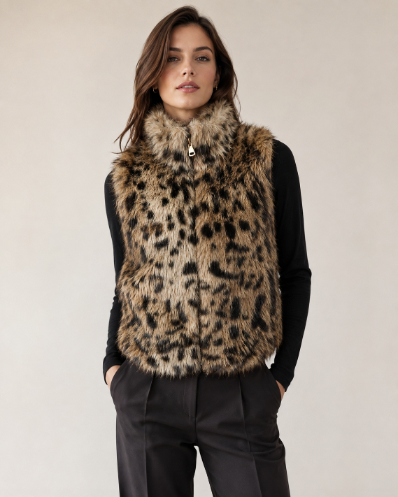 Women's Sleeveless Eco-Friendly Faux Fur Vest wholesale manufacturer style M3709 view 2