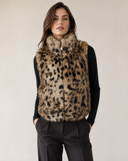 Women's Sleeveless Eco-Friendly Faux Fur Vest wholesale manufacturer style M3709 view 2
